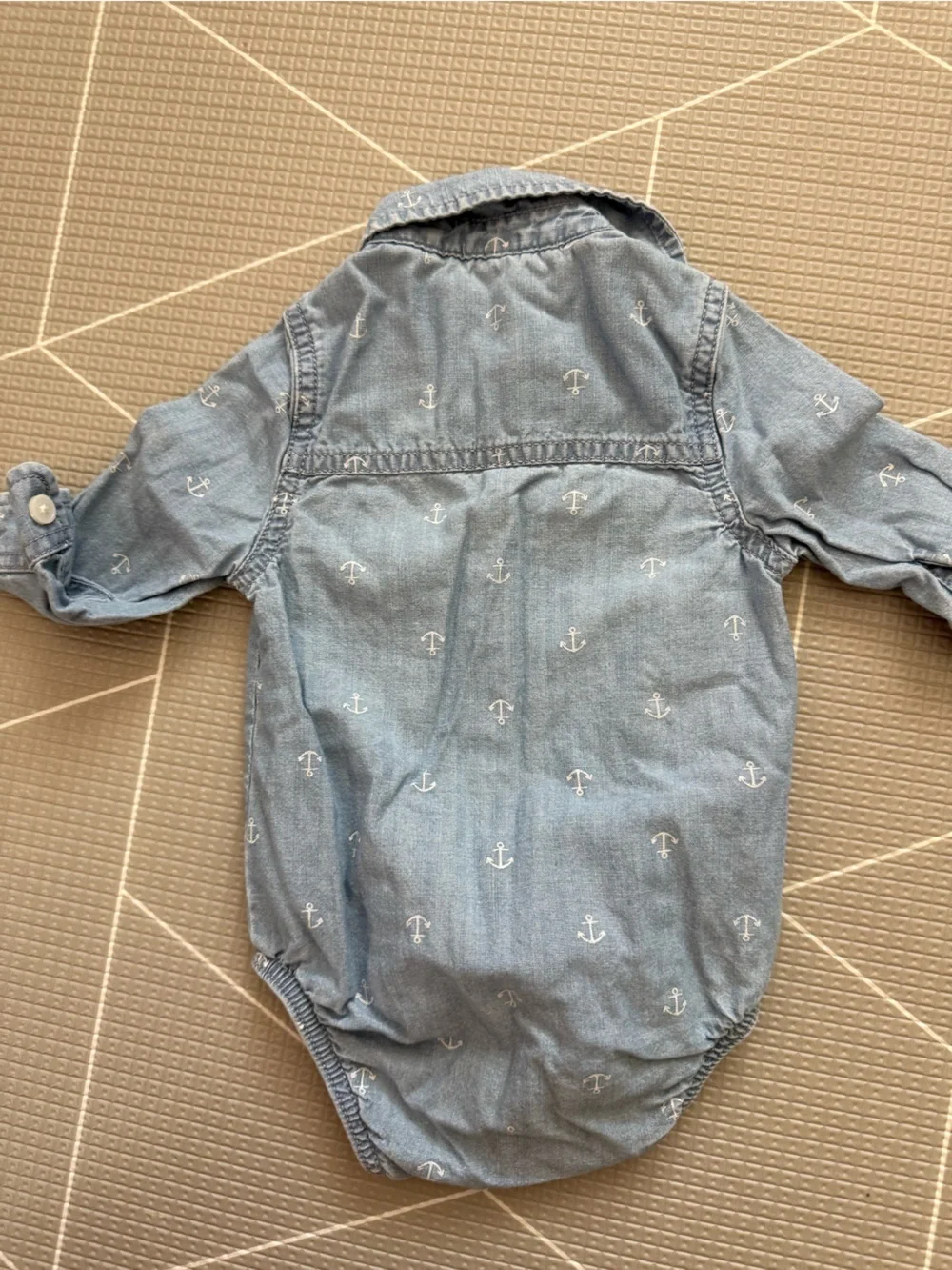 Osh kosh|Baby boy nautical anchor print chambray denim romper One-Piece,Beachy•